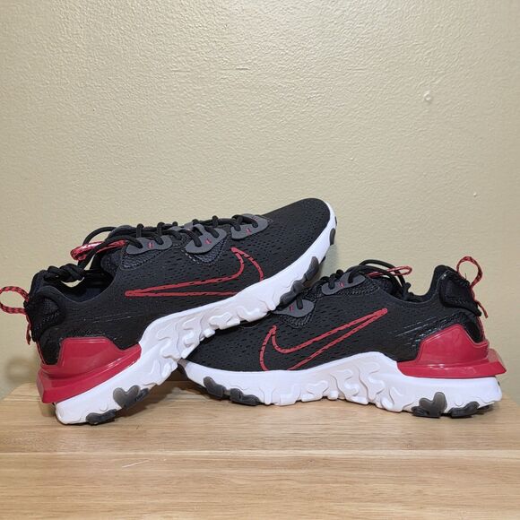 Nike React Vision Black Red White Running Shoes FB3353-001 Men\'s Size 9 main image 8